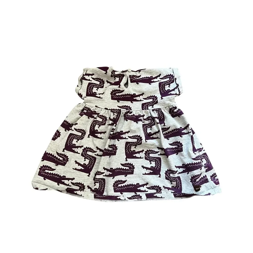 ❤️ 3/$25 Tea Collection Alligator Crocodile Cotton Dress Gray Purple | 12-18M